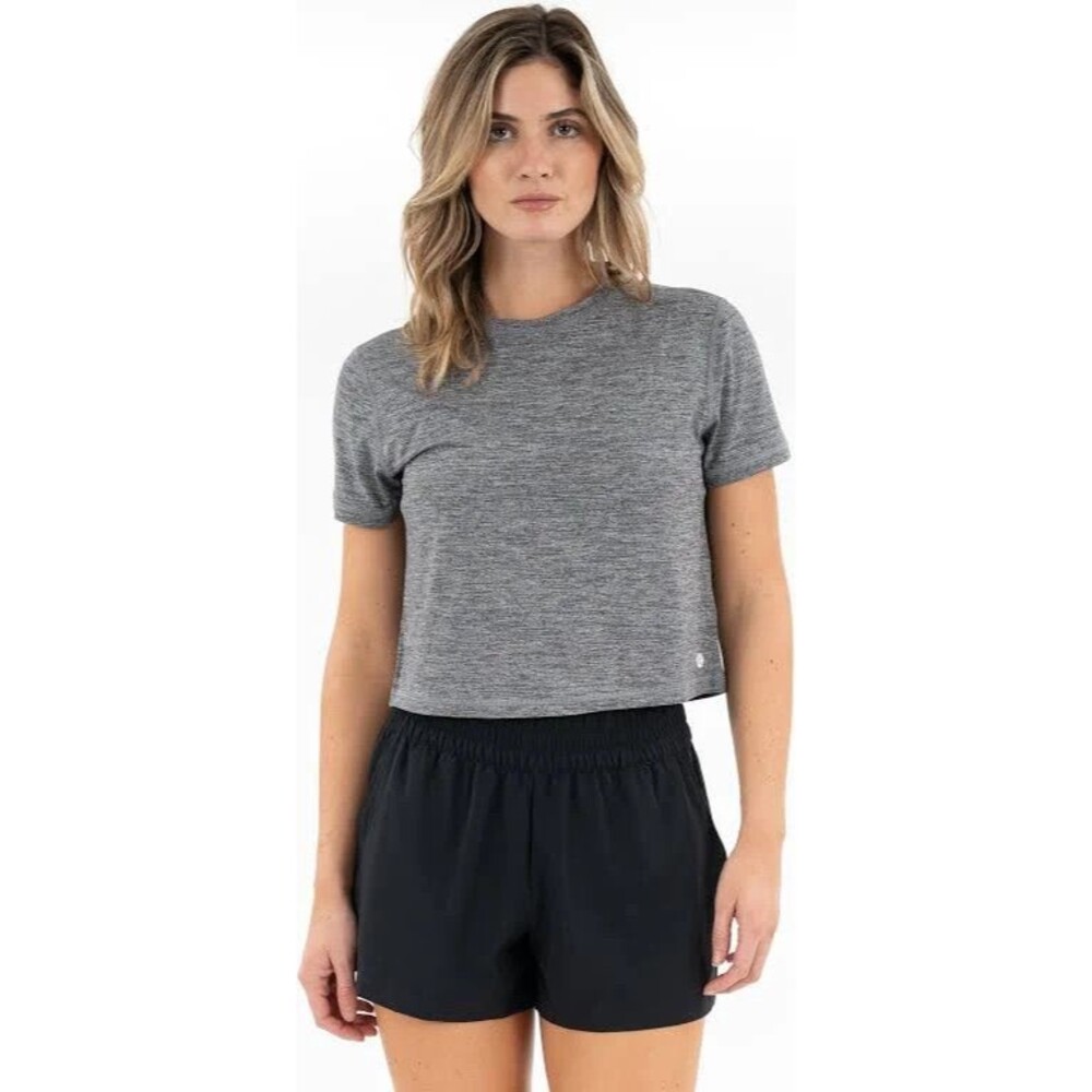 Rhoback Women's Drift Crop Performance T Shirt Gray Size Small